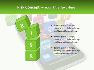 A Cell Phone With A Lot Of Colorful App Icons Coming Out Of It PowerPoint Template