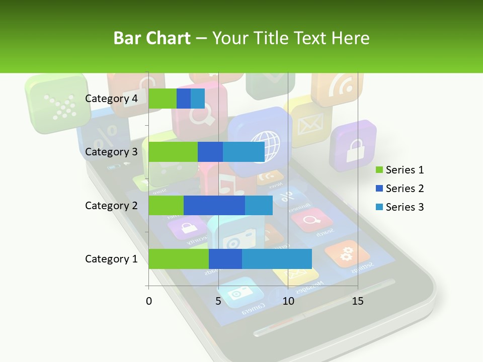 A Cell Phone With A Lot Of Colorful App Icons Coming Out Of It PowerPoint Template