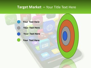 A Cell Phone With A Lot Of Colorful App Icons Coming Out Of It PowerPoint Template