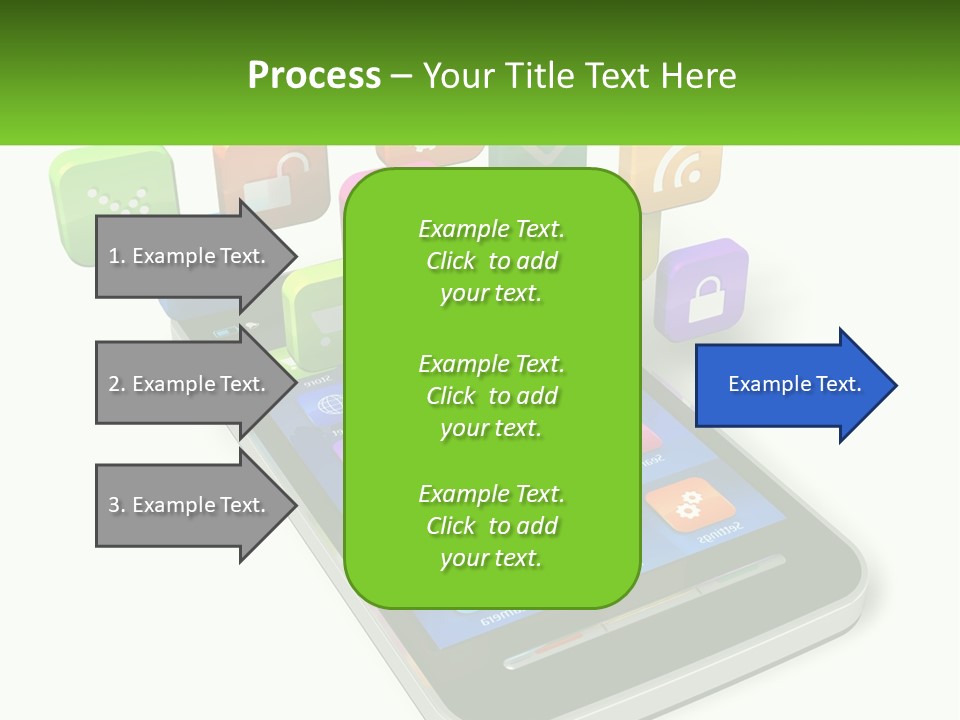A Cell Phone With A Lot Of Colorful App Icons Coming Out Of It PowerPoint Template