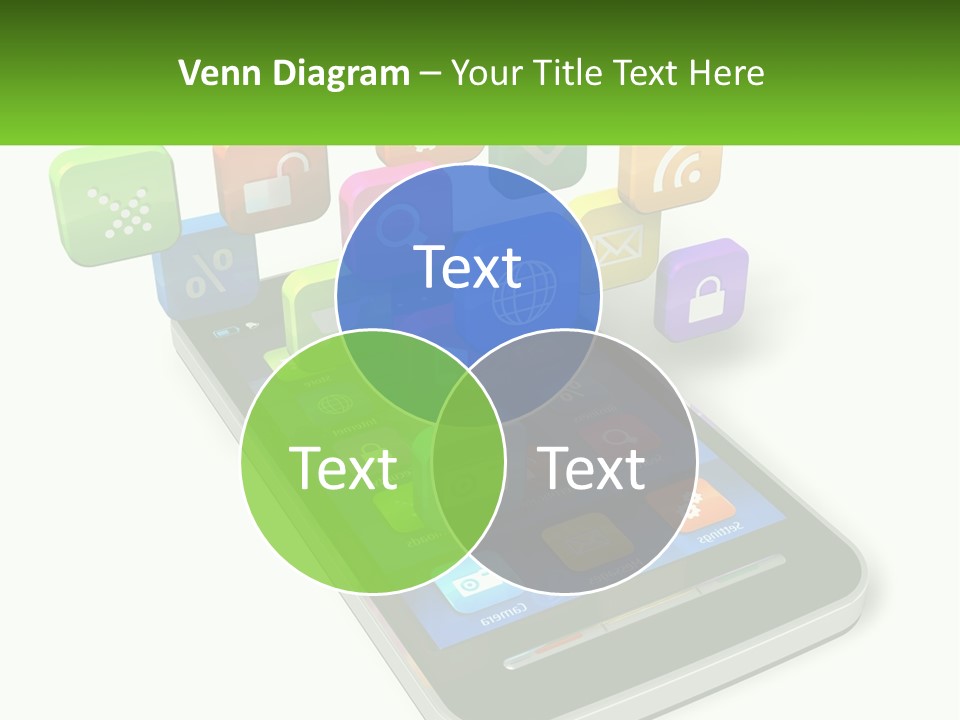 A Cell Phone With A Lot Of Colorful App Icons Coming Out Of It PowerPoint Template