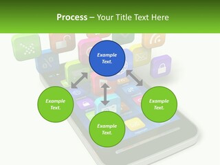 A Cell Phone With A Lot Of Colorful App Icons Coming Out Of It PowerPoint Template