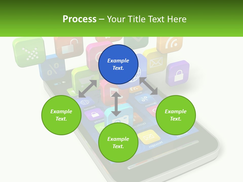 A Cell Phone With A Lot Of Colorful App Icons Coming Out Of It PowerPoint Template