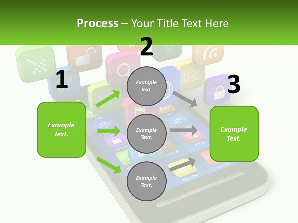 A Cell Phone With A Lot Of Colorful App Icons Coming Out Of It PowerPoint Template