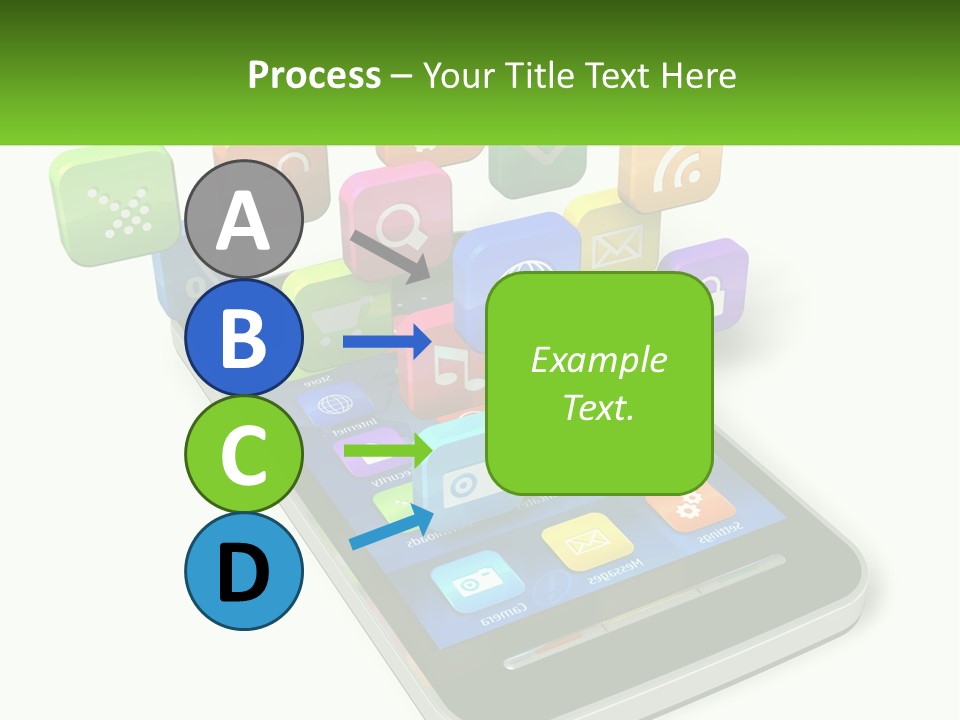 A Cell Phone With A Lot Of Colorful App Icons Coming Out Of It PowerPoint Template