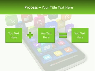 A Cell Phone With A Lot Of Colorful App Icons Coming Out Of It PowerPoint Template