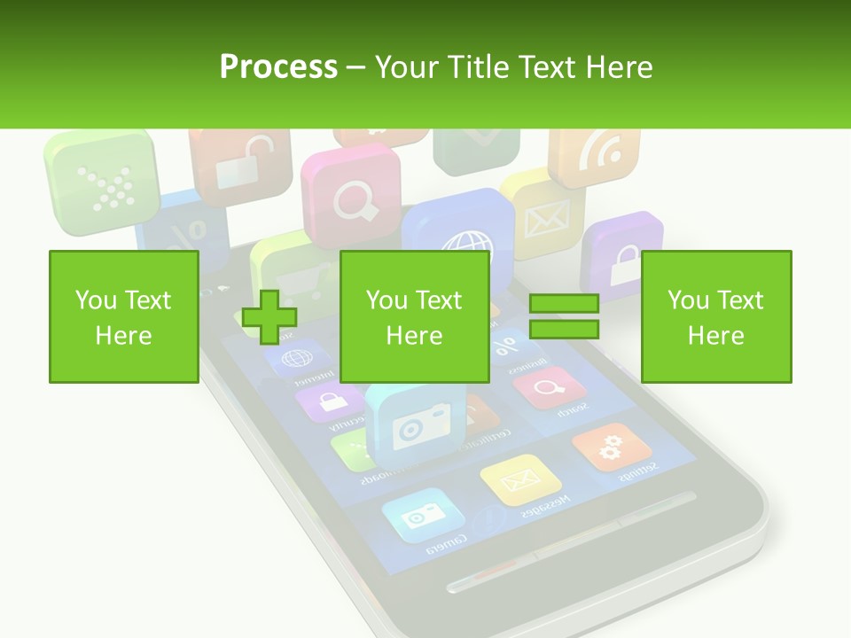 A Cell Phone With A Lot Of Colorful App Icons Coming Out Of It PowerPoint Template
