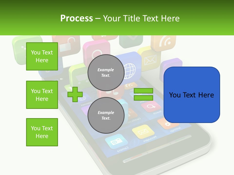 A Cell Phone With A Lot Of Colorful App Icons Coming Out Of It PowerPoint Template