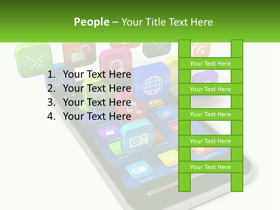 A Cell Phone With A Lot Of Colorful App Icons Coming Out Of It PowerPoint Template