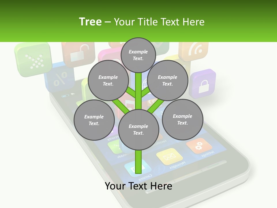 A Cell Phone With A Lot Of Colorful App Icons Coming Out Of It PowerPoint Template