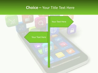 A Cell Phone With A Lot Of Colorful App Icons Coming Out Of It PowerPoint Template