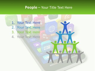 A Cell Phone With A Lot Of Colorful App Icons Coming Out Of It PowerPoint Template