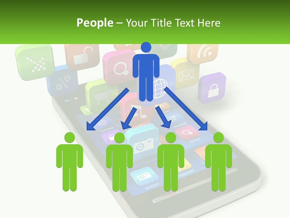 A Cell Phone With A Lot Of Colorful App Icons Coming Out Of It PowerPoint Template