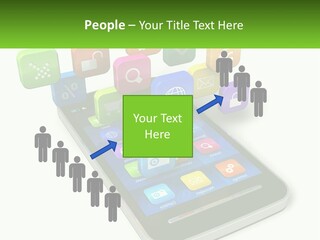 A Cell Phone With A Lot Of Colorful App Icons Coming Out Of It PowerPoint Template