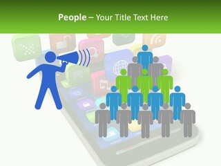 A Cell Phone With A Lot Of Colorful App Icons Coming Out Of It PowerPoint Template