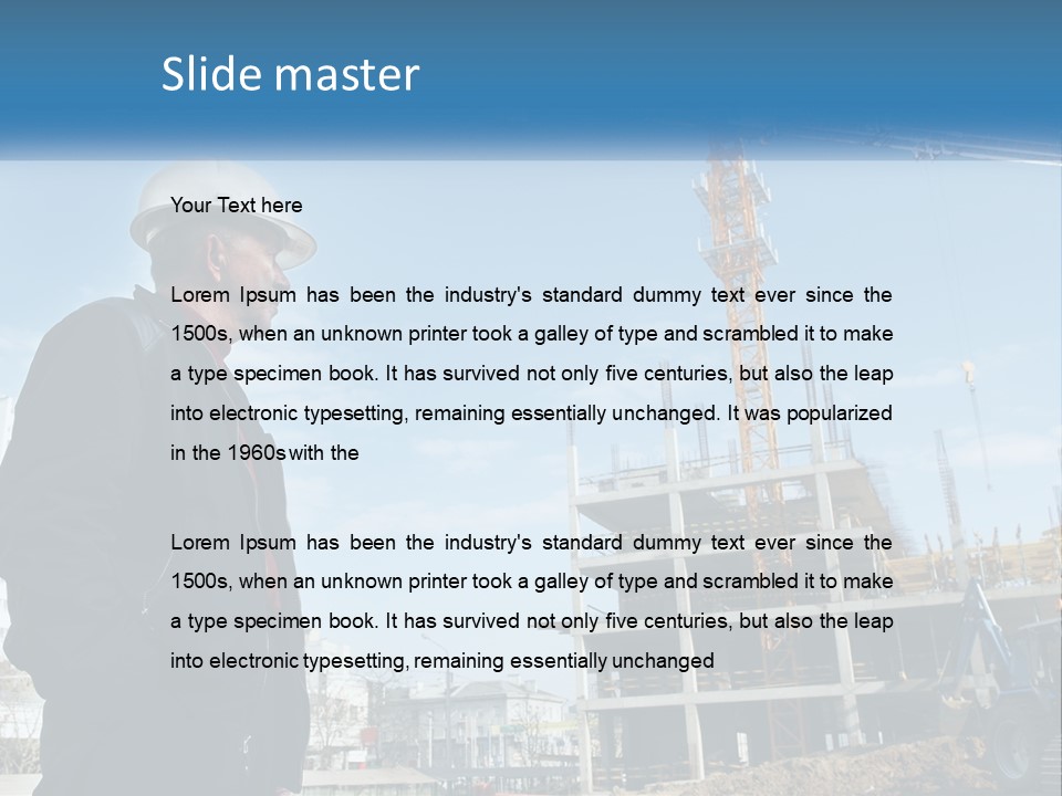 A Man Standing In Front Of A Construction Site PowerPoint Template