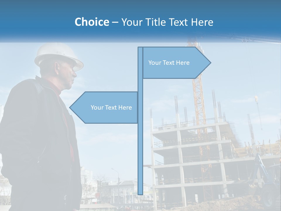 A Man Standing In Front Of A Construction Site PowerPoint Template
