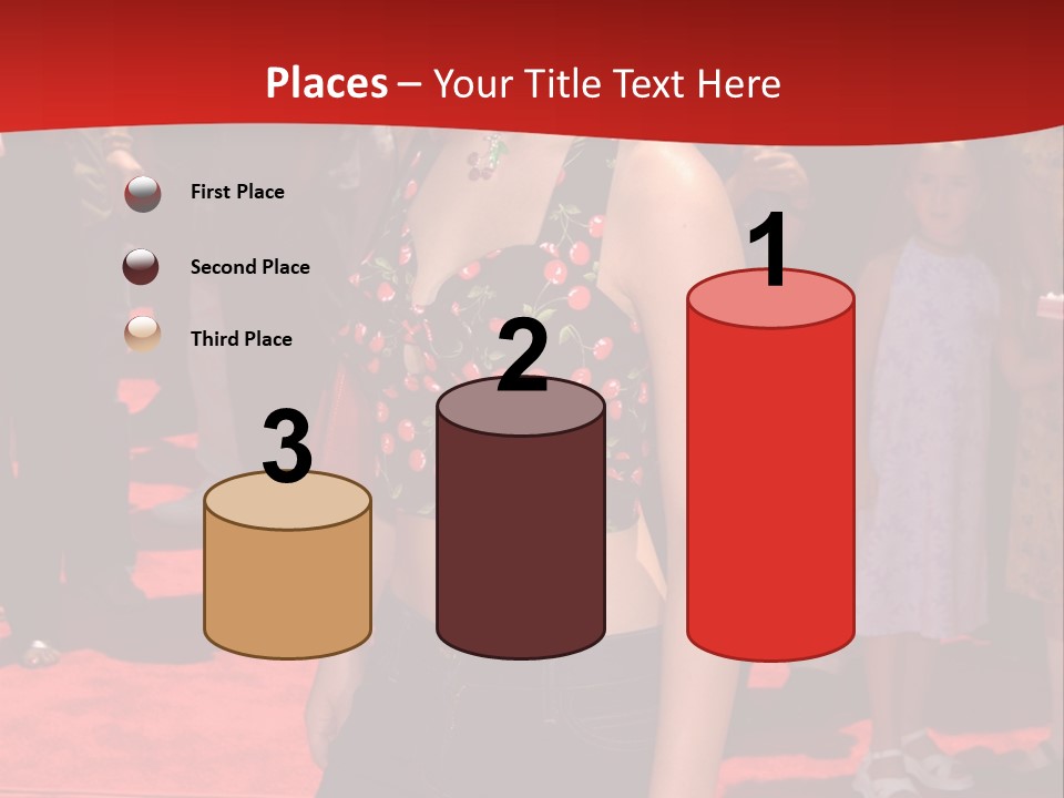 A Woman Standing On A Red Carpet In Front Of A Crowd PowerPoint Template