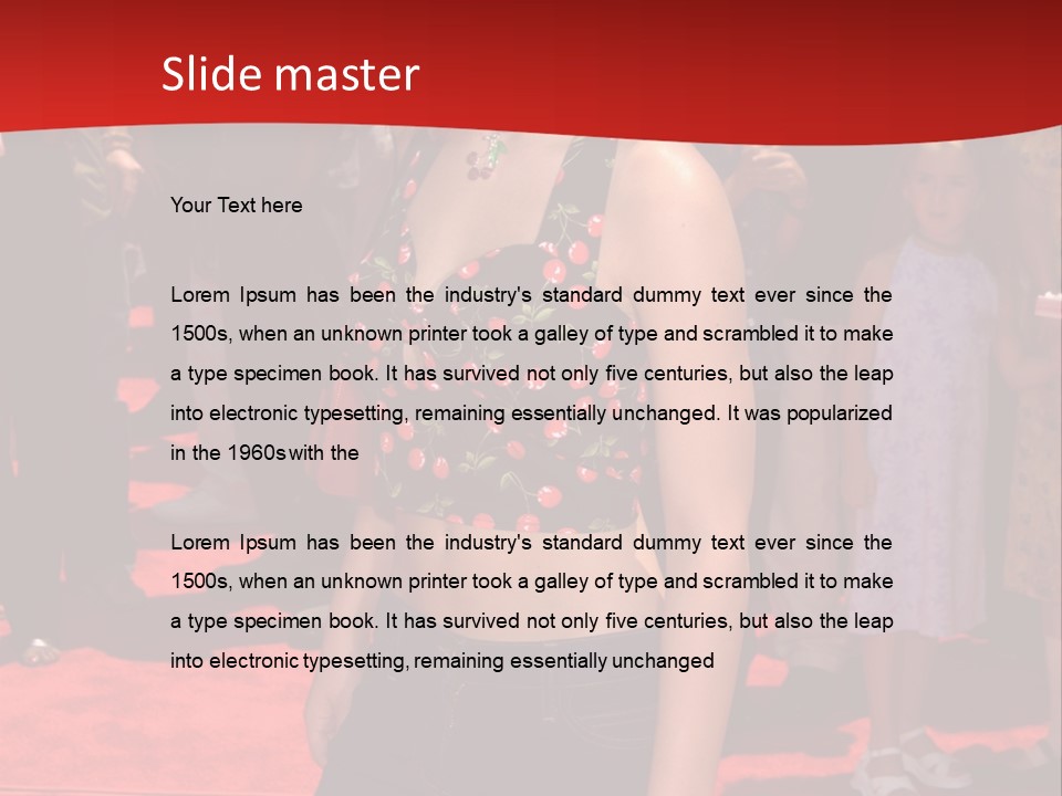 A Woman Standing On A Red Carpet In Front Of A Crowd PowerPoint Template