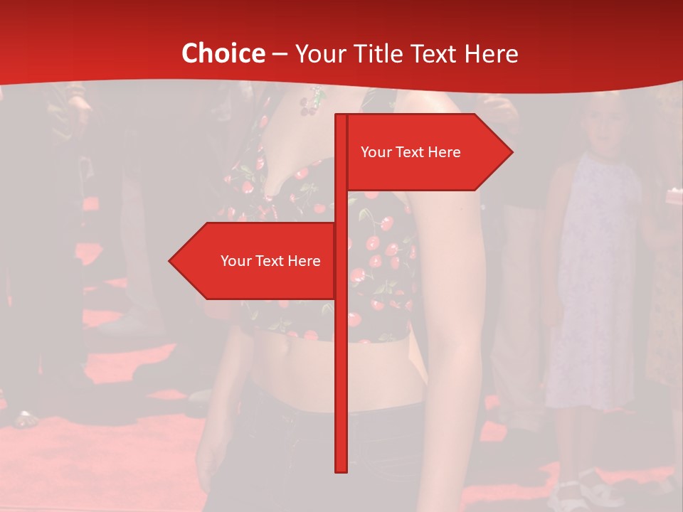 A Woman Standing On A Red Carpet In Front Of A Crowd PowerPoint Template