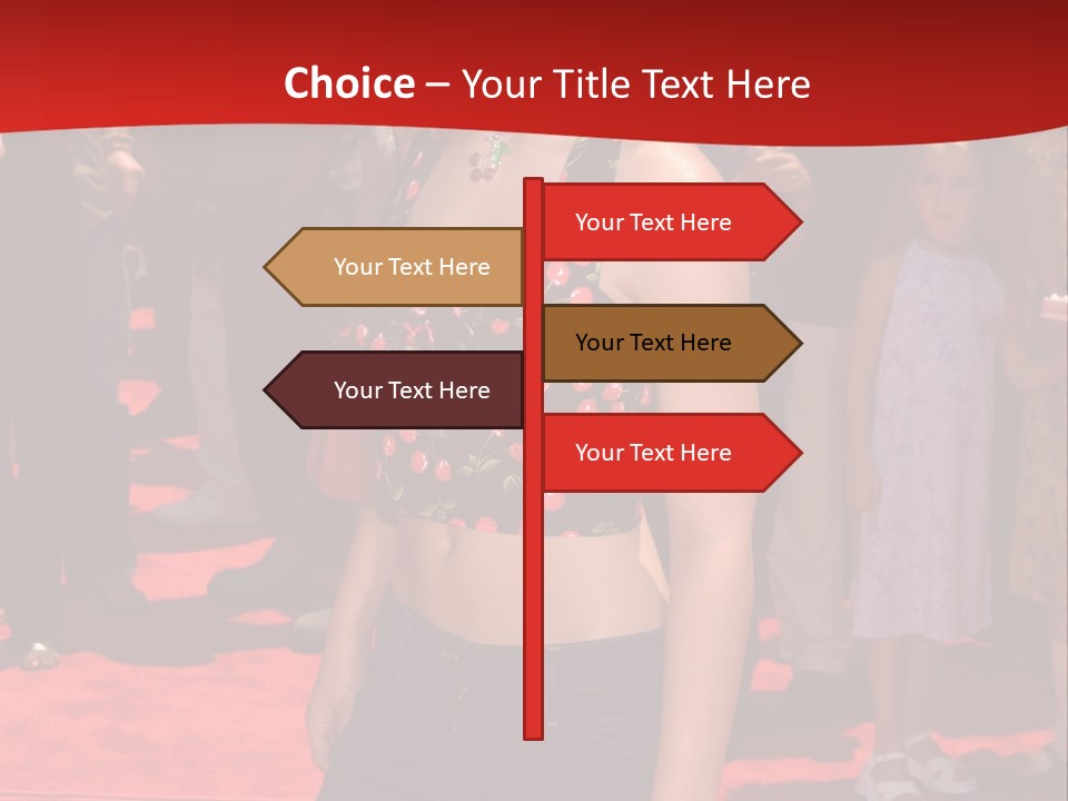 A Woman Standing On A Red Carpet In Front Of A Crowd PowerPoint Template