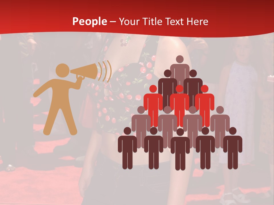 A Woman Standing On A Red Carpet In Front Of A Crowd PowerPoint Template
