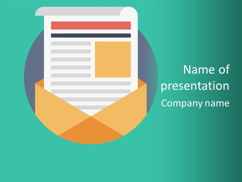 An Email Envelope With A Paper In The Middle Of It PowerPoint Template