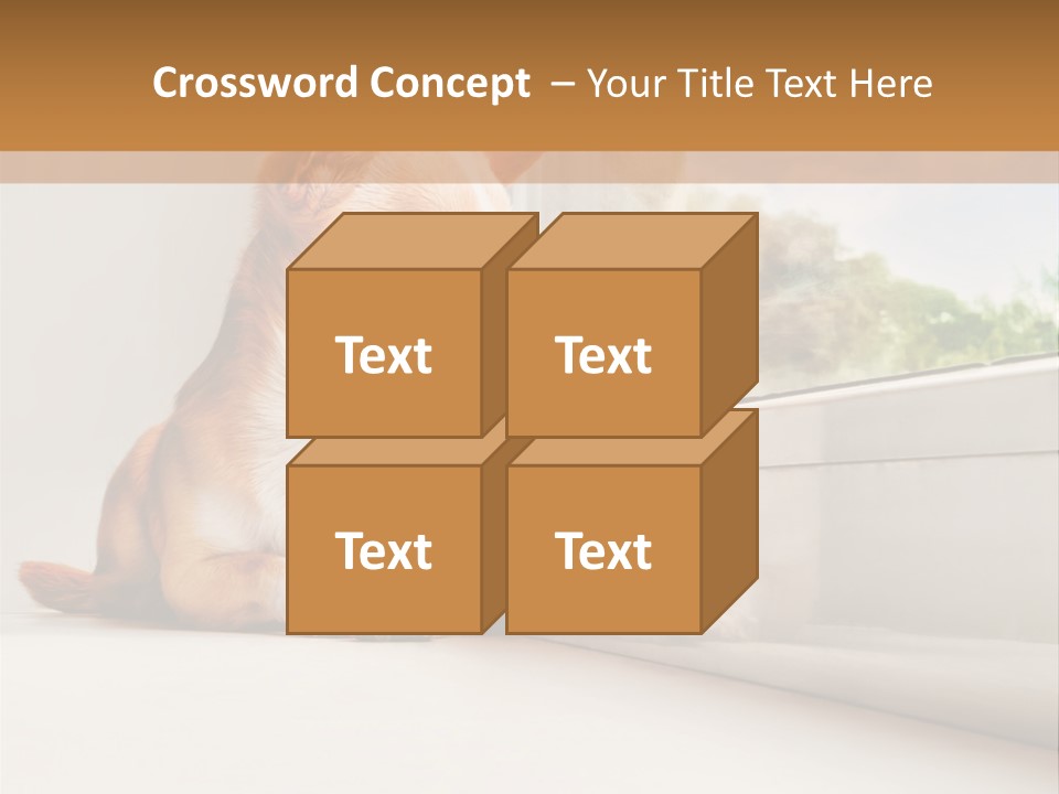 A Small Dog Is Looking Out Of A Window PowerPoint Template