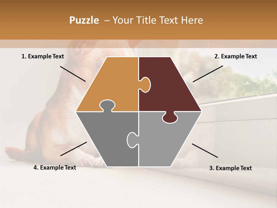 A Small Dog Is Looking Out Of A Window PowerPoint Template