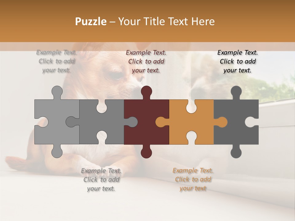 A Small Dog Is Looking Out Of A Window PowerPoint Template