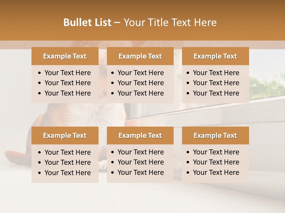 A Small Dog Is Looking Out Of A Window PowerPoint Template