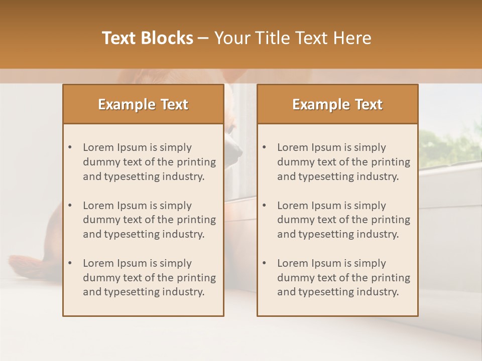 A Small Dog Is Looking Out Of A Window PowerPoint Template