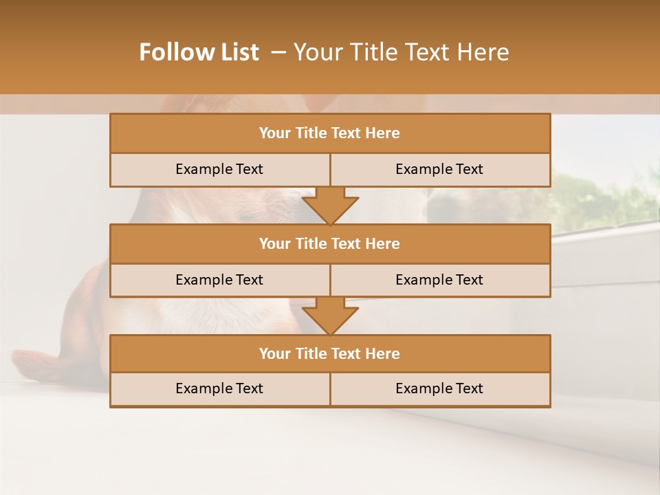 A Small Dog Is Looking Out Of A Window PowerPoint Template