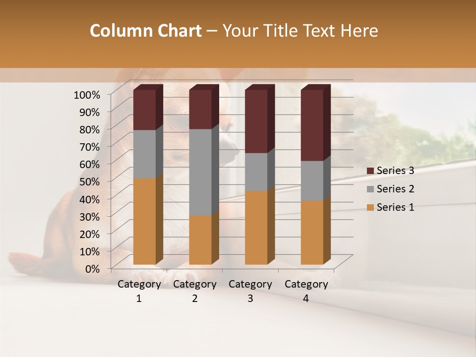 A Small Dog Is Looking Out Of A Window PowerPoint Template