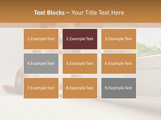 A Small Dog Is Looking Out Of A Window PowerPoint Template