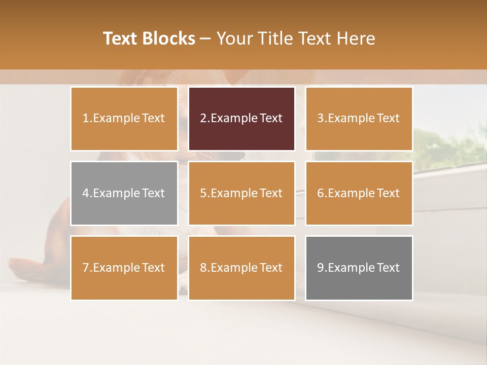 A Small Dog Is Looking Out Of A Window PowerPoint Template