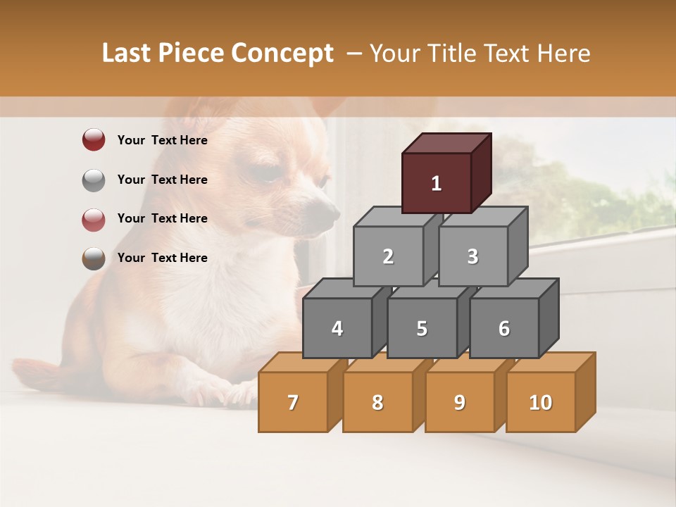 A Small Dog Is Looking Out Of A Window PowerPoint Template