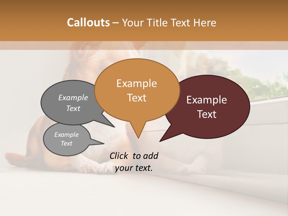 A Small Dog Is Looking Out Of A Window PowerPoint Template