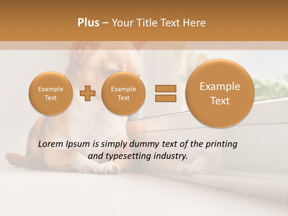 A Small Dog Is Looking Out Of A Window PowerPoint Template