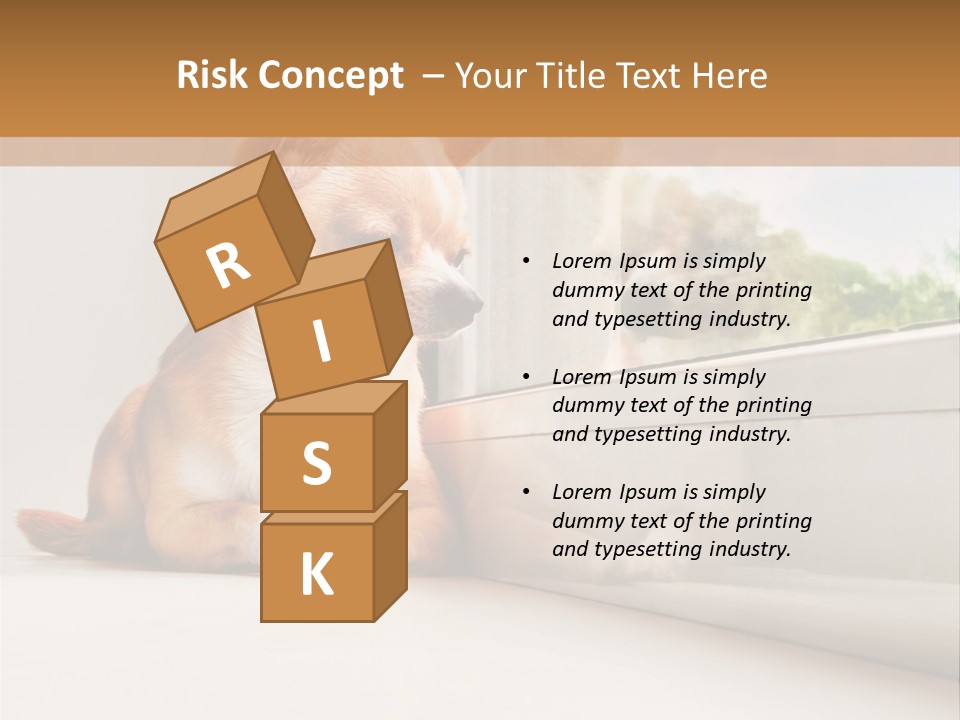 A Small Dog Is Looking Out Of A Window PowerPoint Template