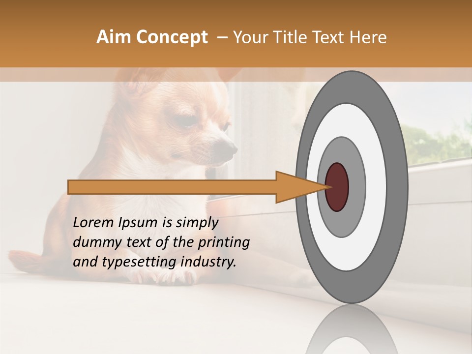 A Small Dog Is Looking Out Of A Window PowerPoint Template