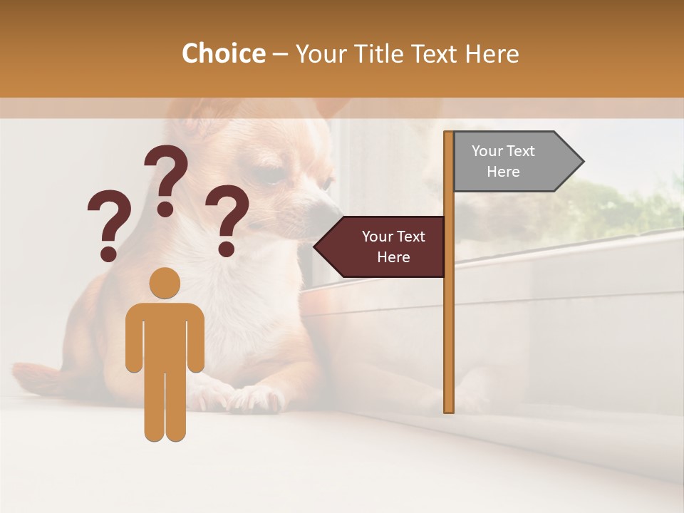 A Small Dog Is Looking Out Of A Window PowerPoint Template