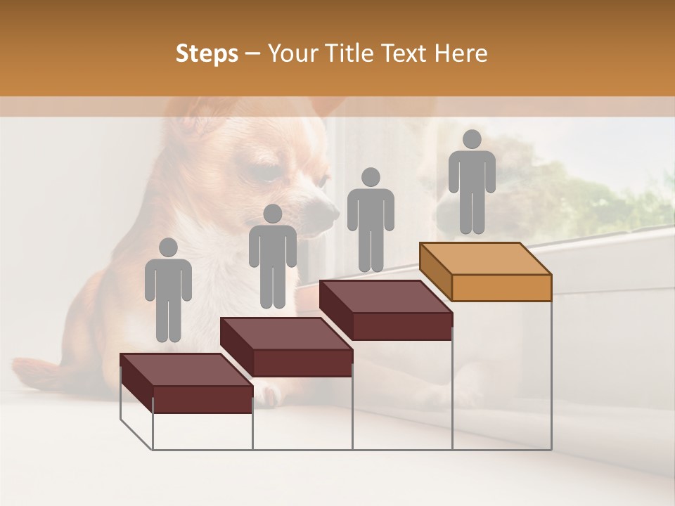 A Small Dog Is Looking Out Of A Window PowerPoint Template
