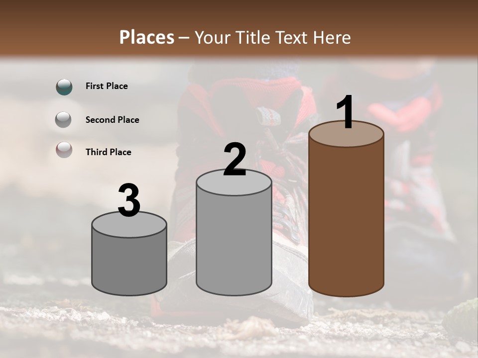 A Person's Feet In Hiking Shoes On The Ground PowerPoint Template