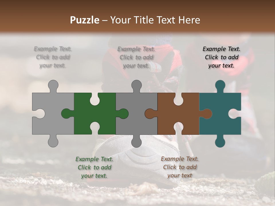 A Person's Feet In Hiking Shoes On The Ground PowerPoint Template