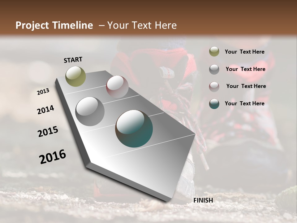 A Person's Feet In Hiking Shoes On The Ground PowerPoint Template