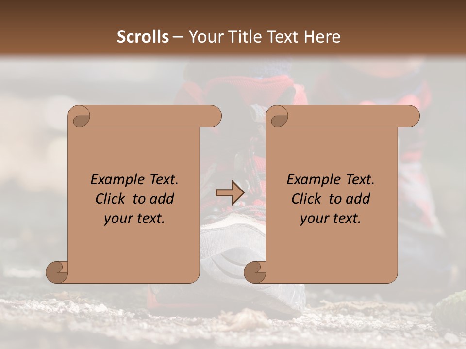 A Person's Feet In Hiking Shoes On The Ground PowerPoint Template