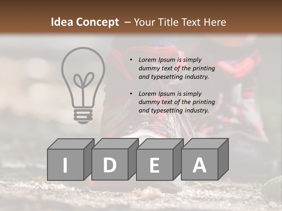 A Person's Feet In Hiking Shoes On The Ground PowerPoint Template