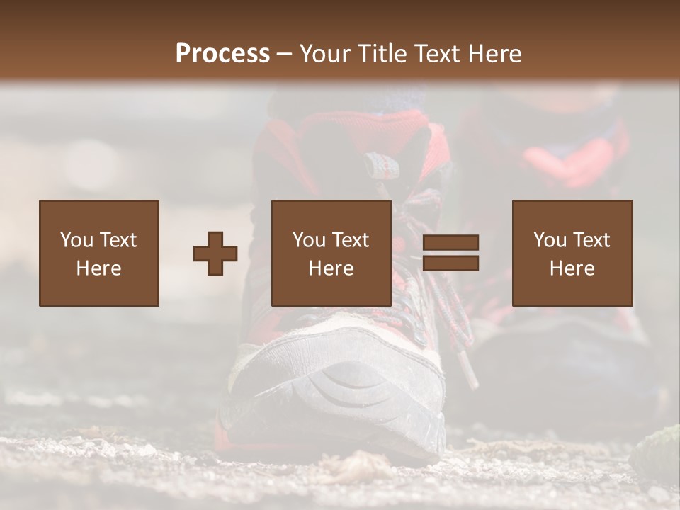 A Person's Feet In Hiking Shoes On The Ground PowerPoint Template