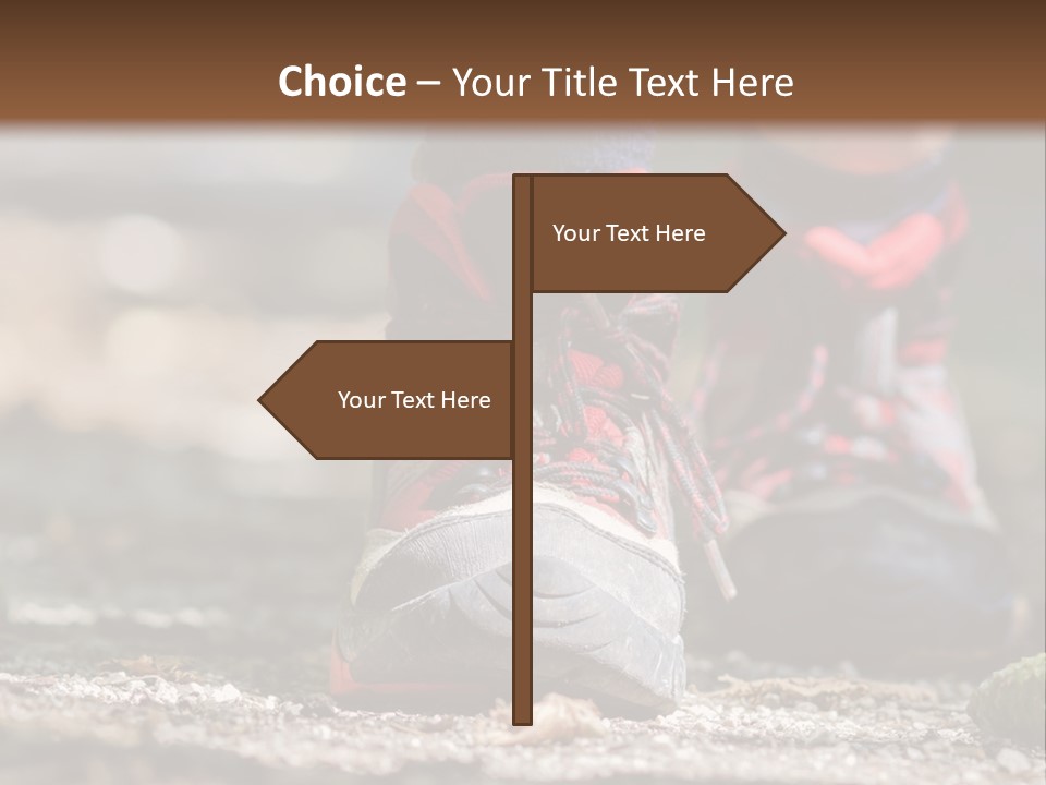 A Person's Feet In Hiking Shoes On The Ground PowerPoint Template